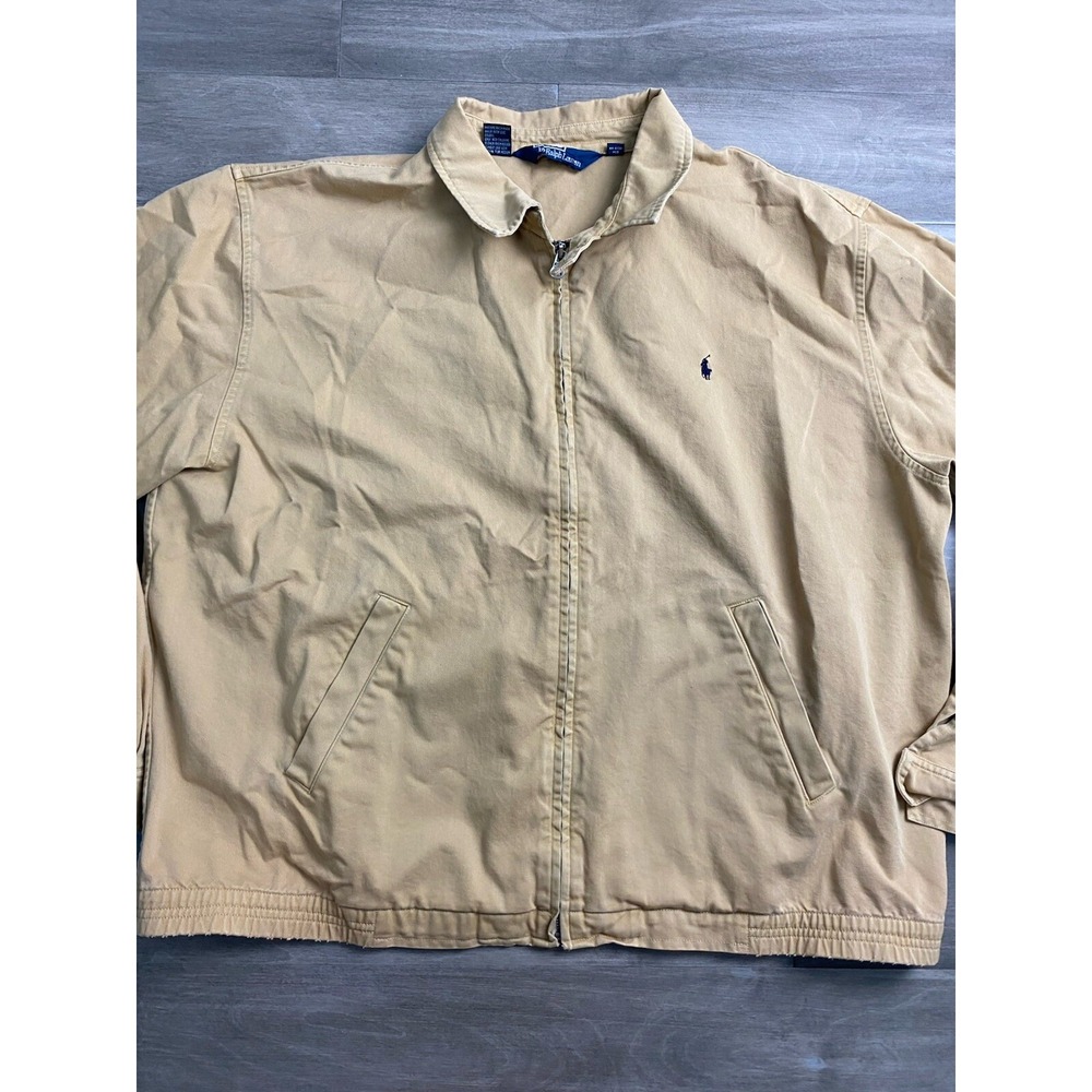 Vintage Polo Ralph Lauren Retro Cotton Bomber Jacket Size 2xl Beige Tan Golf